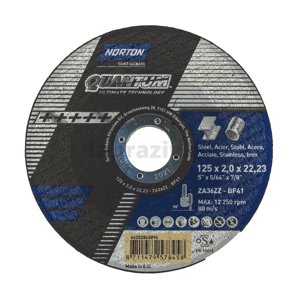 Отрезной диск Norton Quantum 125x2.0x22.23, 80 м/с, 66252843896