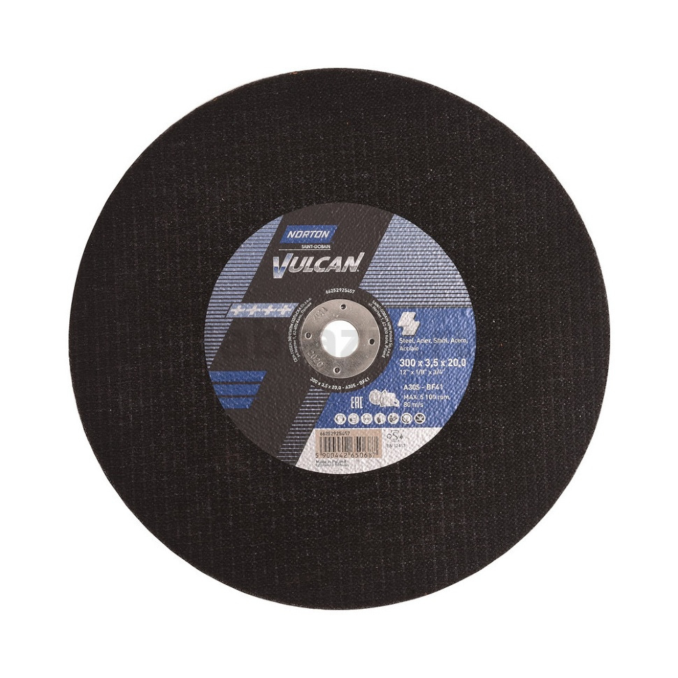 Отрезной диск Norton Vulcan 300x3.5x22.23, 80 м/с, для бензорезов, 66252925458