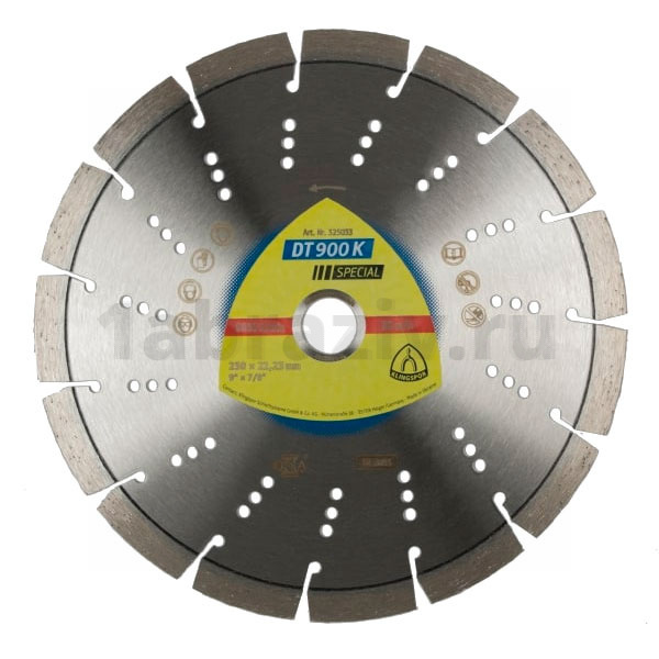 Алмазный отрезной диск Klingspor DT 900 K Special по клинкеру 230х22мм 325033