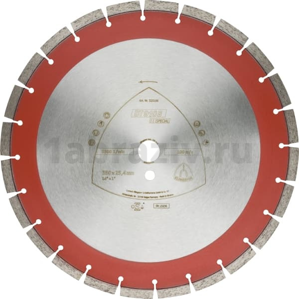 Алмазный отрезной диск Klingspor DT 910 B Special по армированному бетону 300х25.4мм 325073