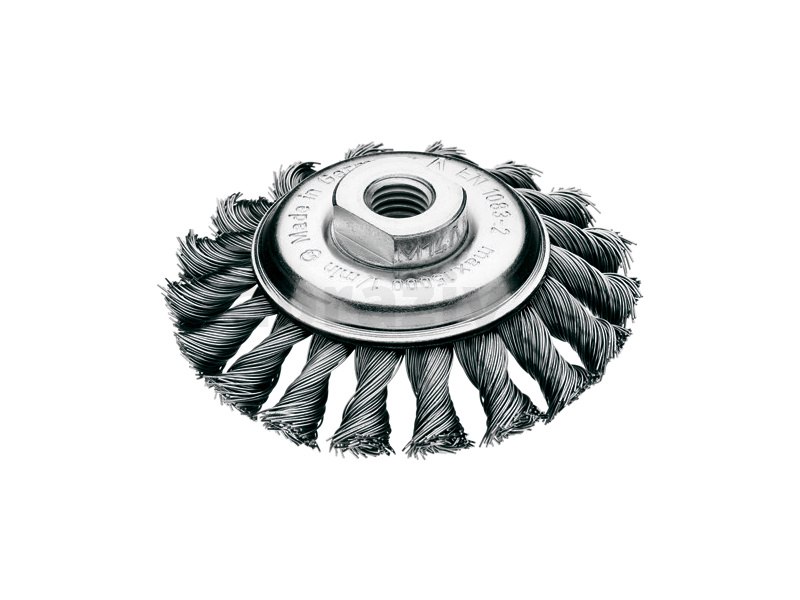 Щетка жгутовая коническая Lessmann со стальной проволокой, диаметр 100 мм, длина 20 мм, ворс 0,50 мм, 471.254