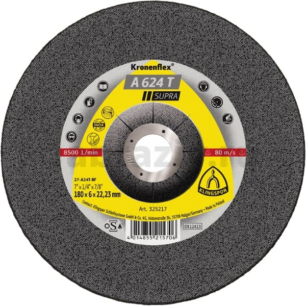 Обдирочный диск Klingspor A 624 T Supra по стали 125x6x22.23 325216