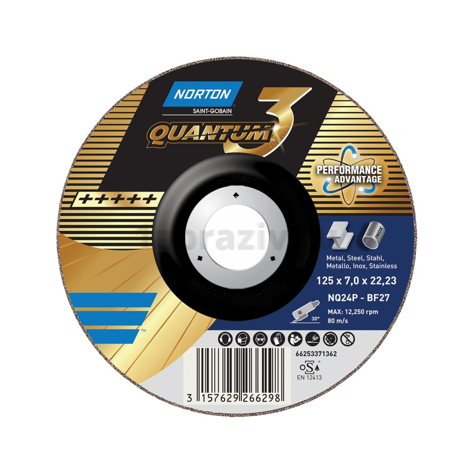 Зачистной диск Norton Quantum 3 125x7.0x22.23 с керамикой, 66253371362