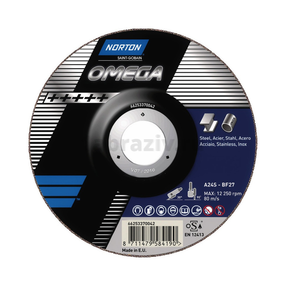 Зачистной диск Norton Omega 150x7x22.23 A24S BF27, 80 м/с, 66253370047