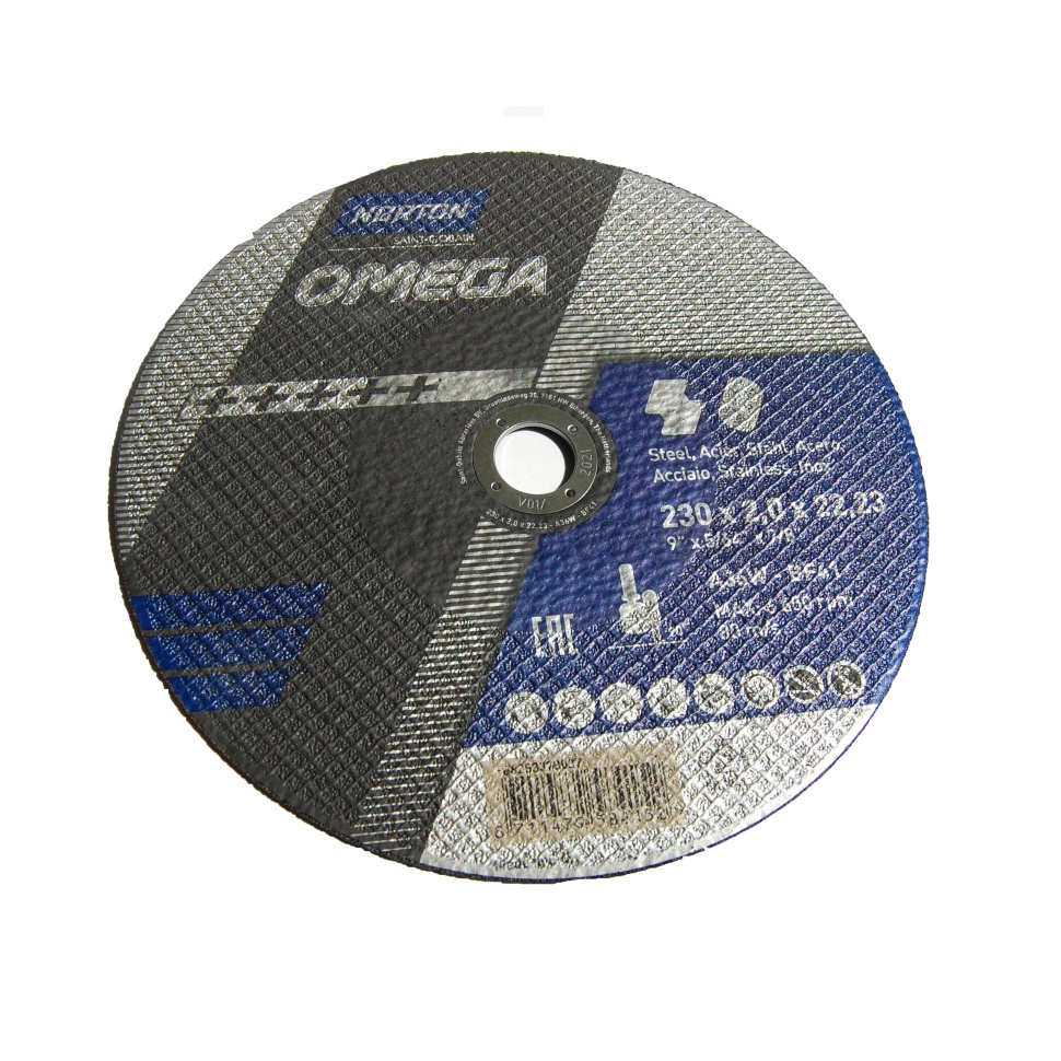 Отрезной диск Norton Omega 230x2.0x22.23, 80 м/с, 66253370037