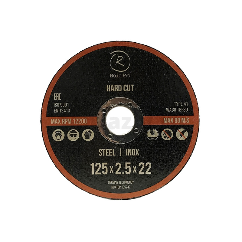 Отрезной круг RoxelPro ROXTOP HARD CUT 125 x 3.0 x 22мм, Т41, нерж.сталь, металл, 105248